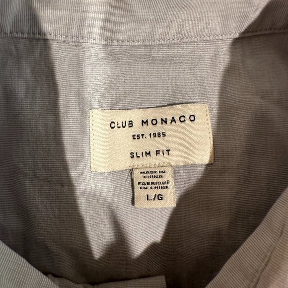 Club Monaco Blue Heather Button Down Pocket Shirt Large Slim Fit - Picture 2 of 3